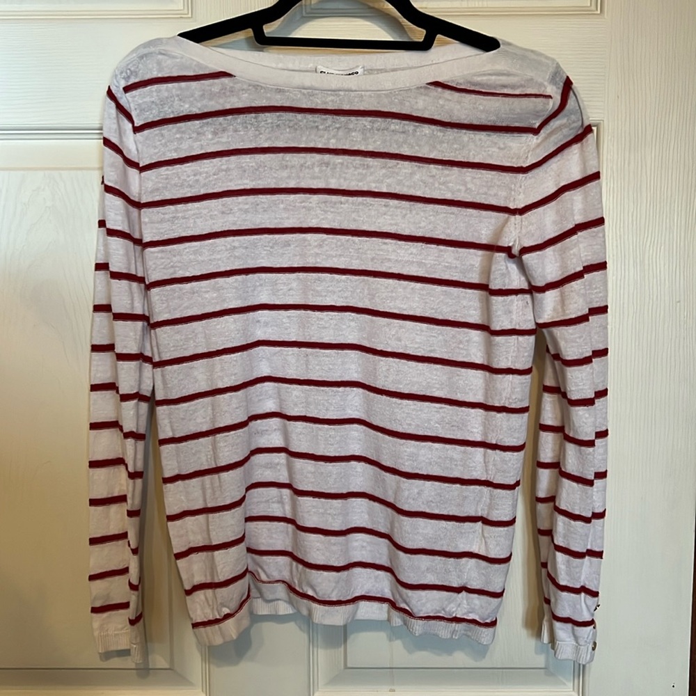 Club Monaco red and white striped linen top